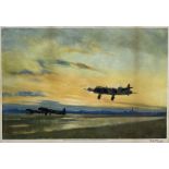 Sir Peter Markham Scott (British 1909-1989): 'Take Off at Dusk' - Bombers