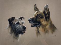 John Naylor (British 1960-): Portrait of Two Dogs