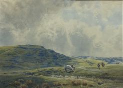 Henry Raphael Oddy (British 1852-1907): Cattle Grazing in the Uplands