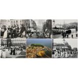 Set five black and white Victorian and later photograph prints of Scarborough on canvas together wit