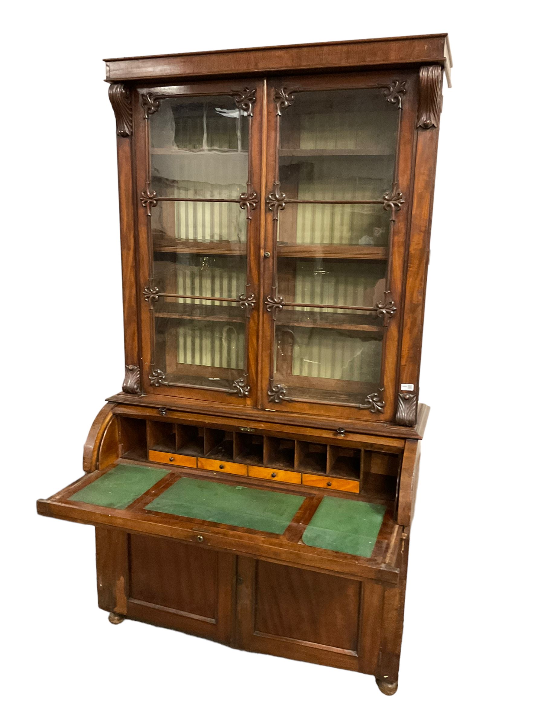 Mid-19th century mahogany secretaire bookcase - Image 3 of 8