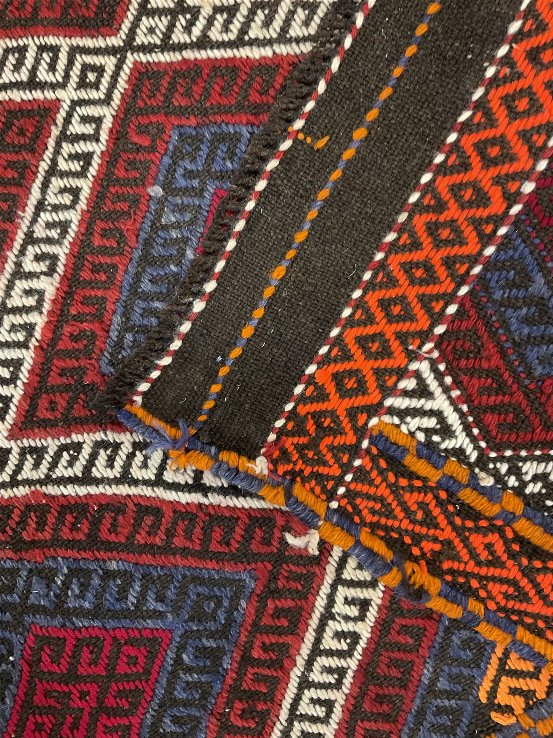 Old Suzni Kilim black ground runner - Image 3 of 4