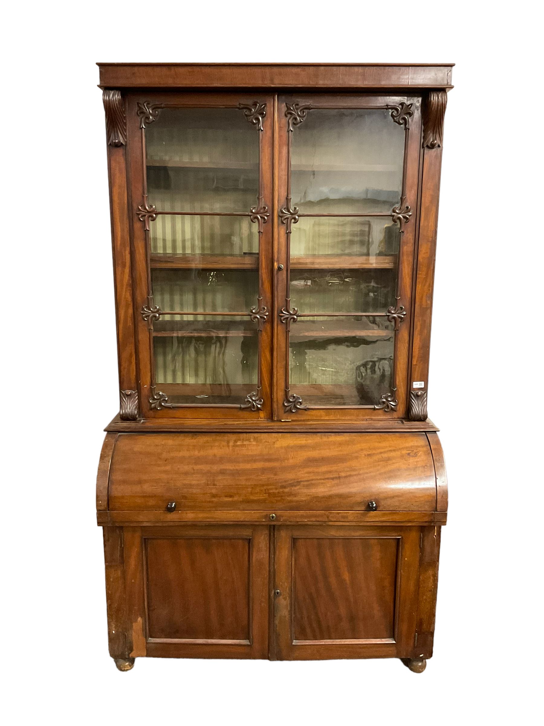 Mid-19th century mahogany secretaire bookcase