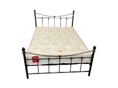 Victorian design black finish metal 4' 6'' double bed and mattress