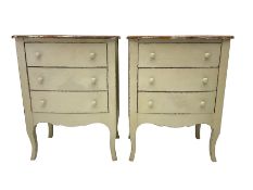 Pair cream painted bedside chests