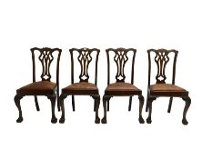 Set four George III Chippendale-style mahogany dining chairs