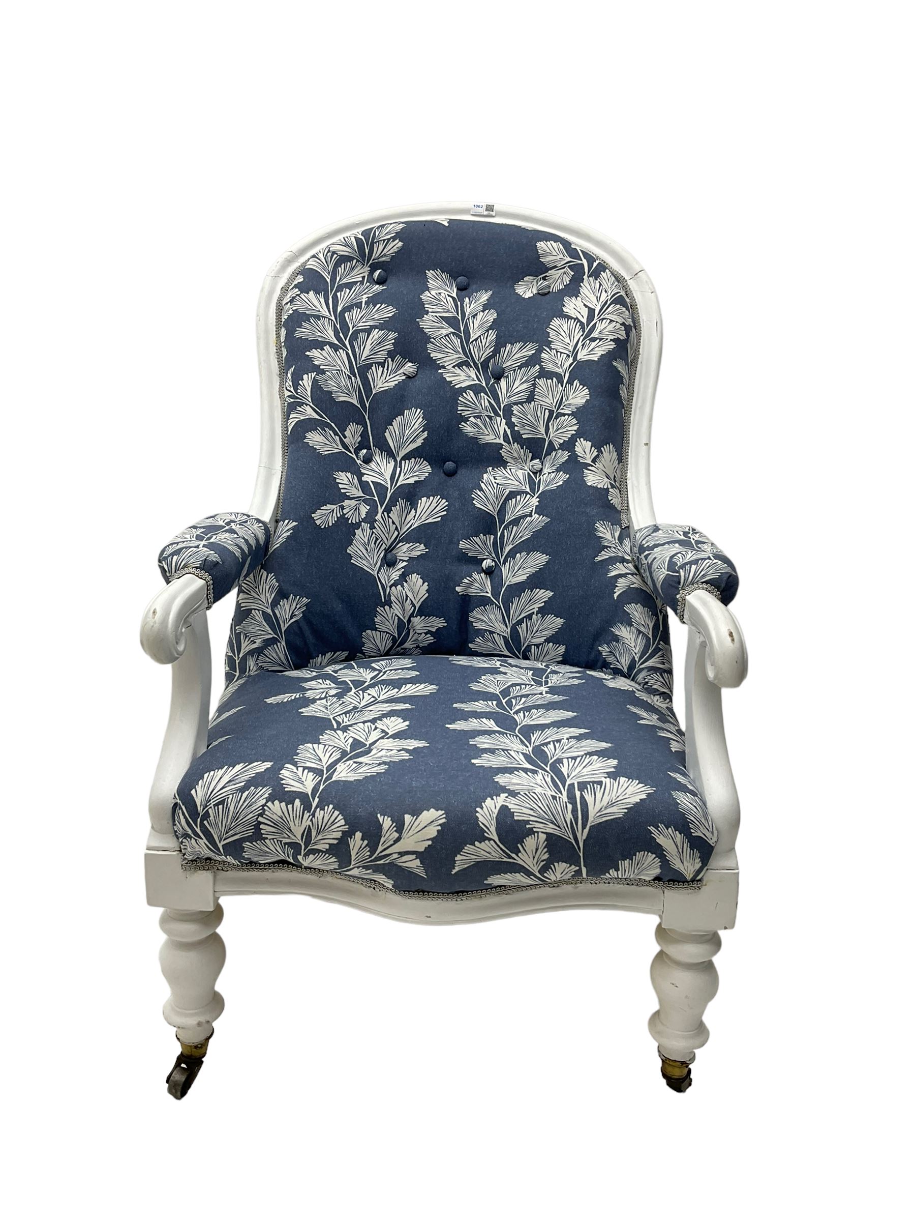 Late 19th century white painted armchair