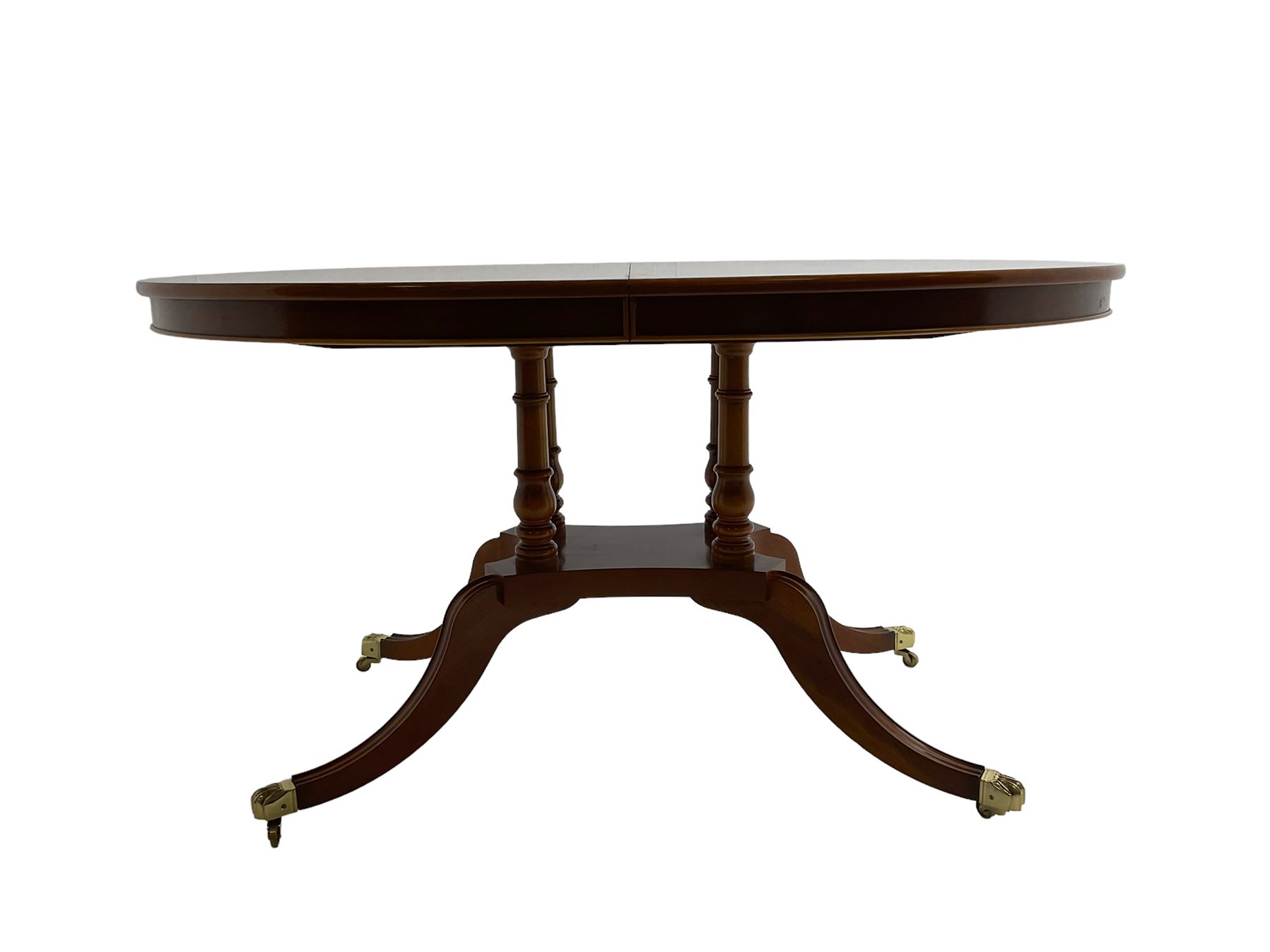 Georgian design yew wood twin pedestal dining table - Image 5 of 9