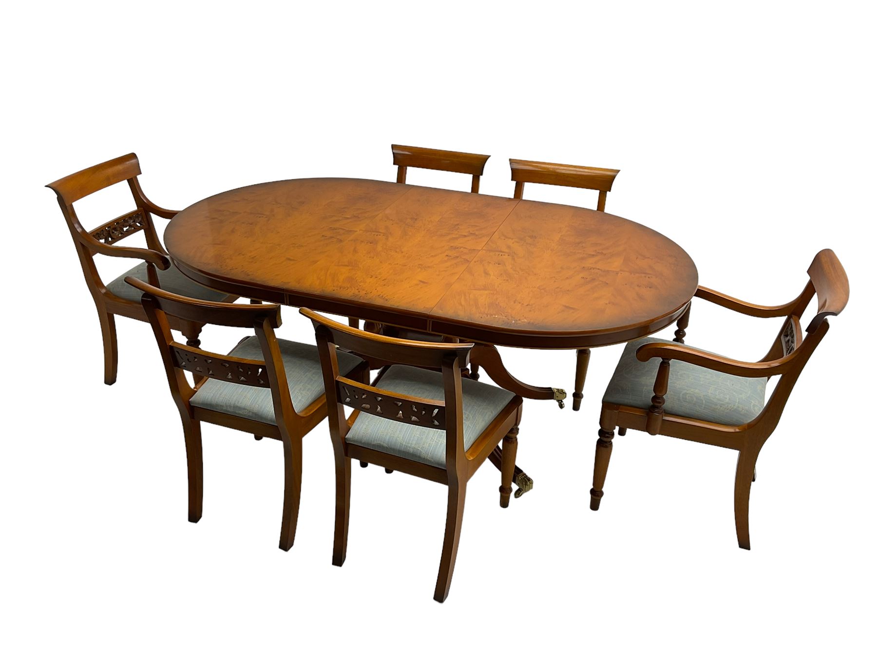 Georgian design yew wood twin pedestal dining table - Image 3 of 9