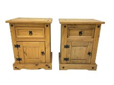 Pair pine bedside cupboards