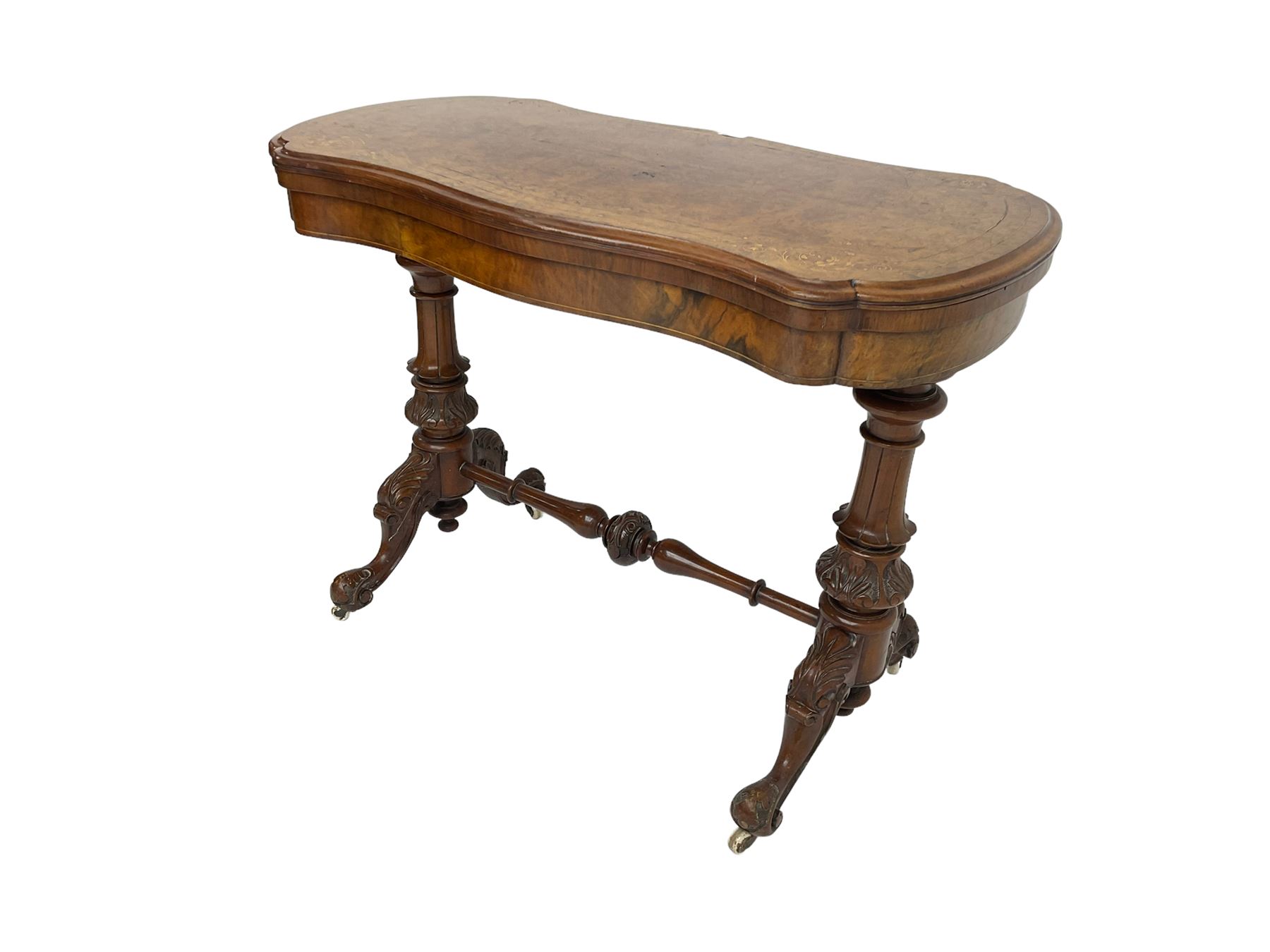 Late 19th century figured walnut card table - Image 4 of 7