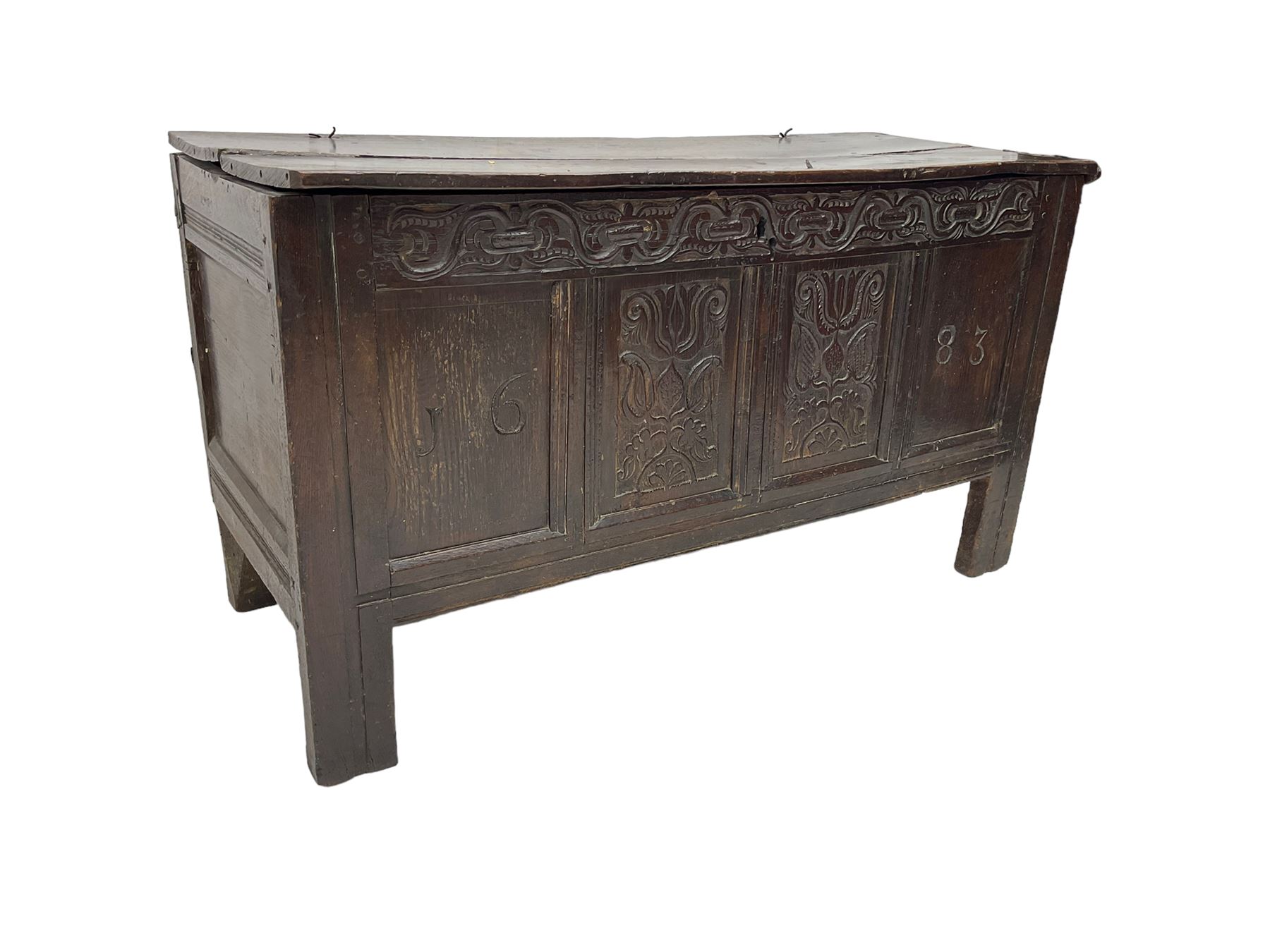 18th century and later oak coffer or chest - Image 3 of 8