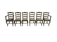 Set six (4+2) Georgian design oak dining chairs
