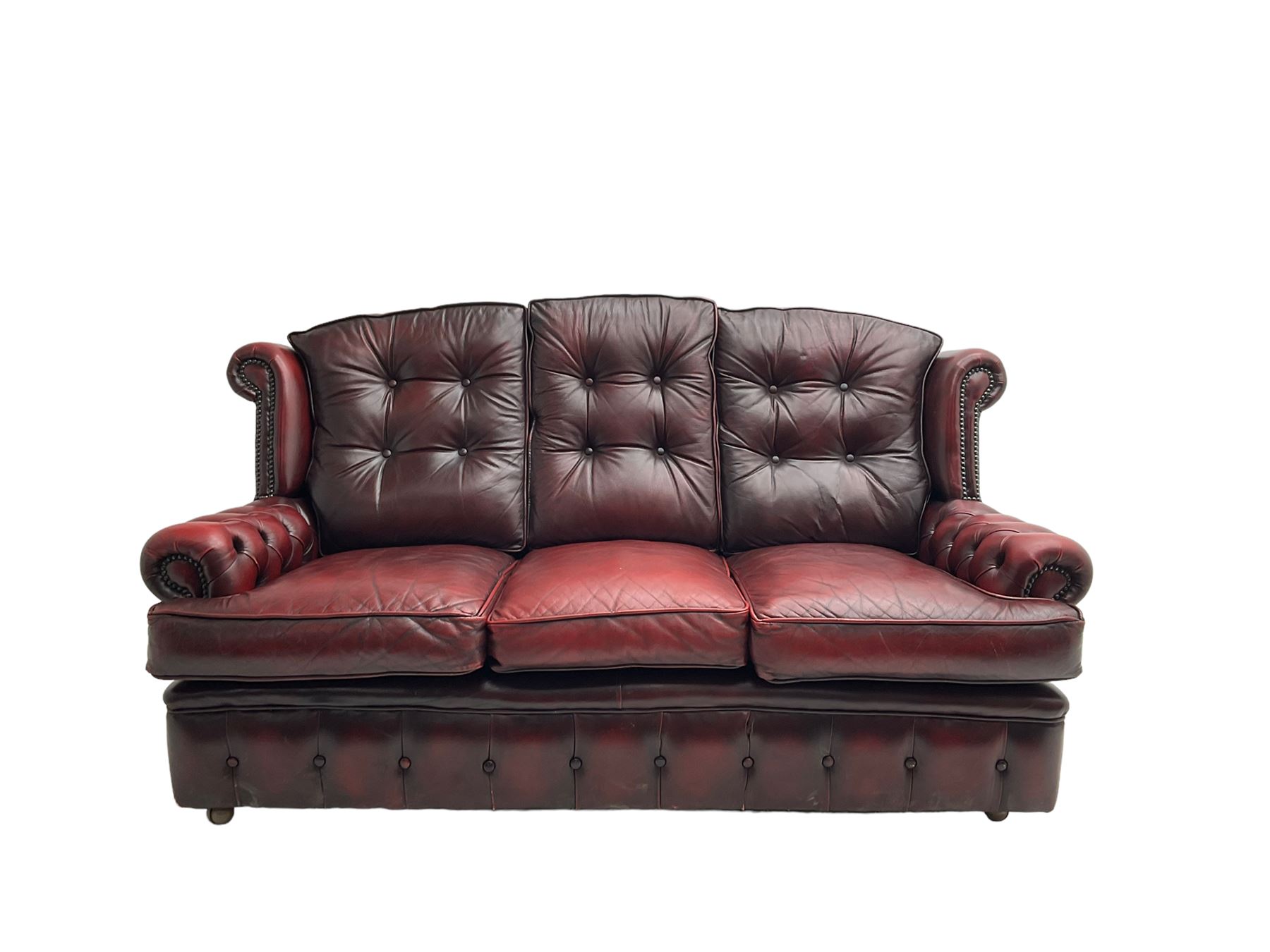 Mid-20th century three seat wing back sofa - Image 14 of 14