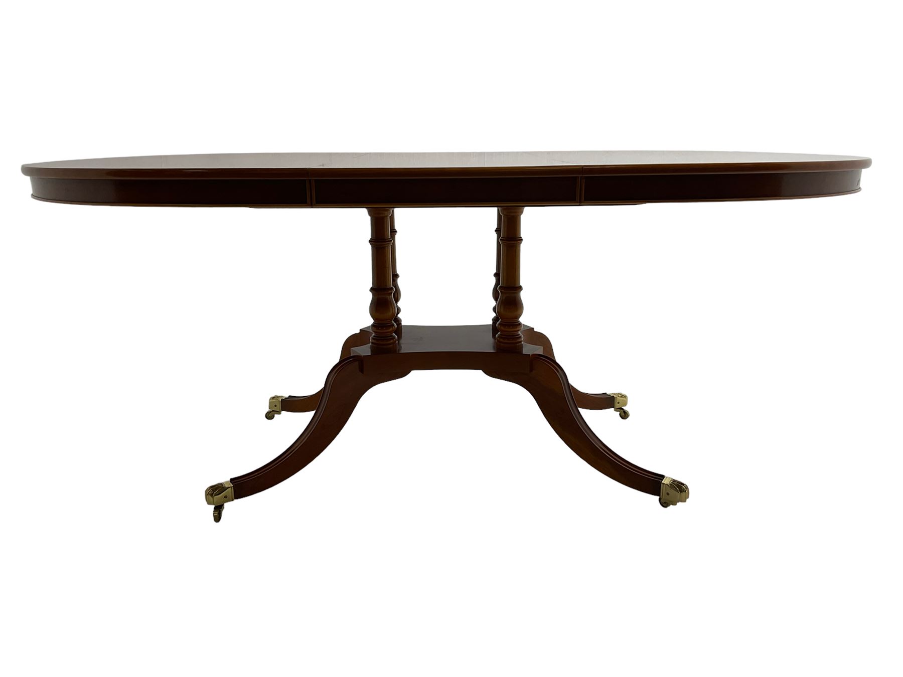 Georgian design yew wood twin pedestal dining table - Image 7 of 9