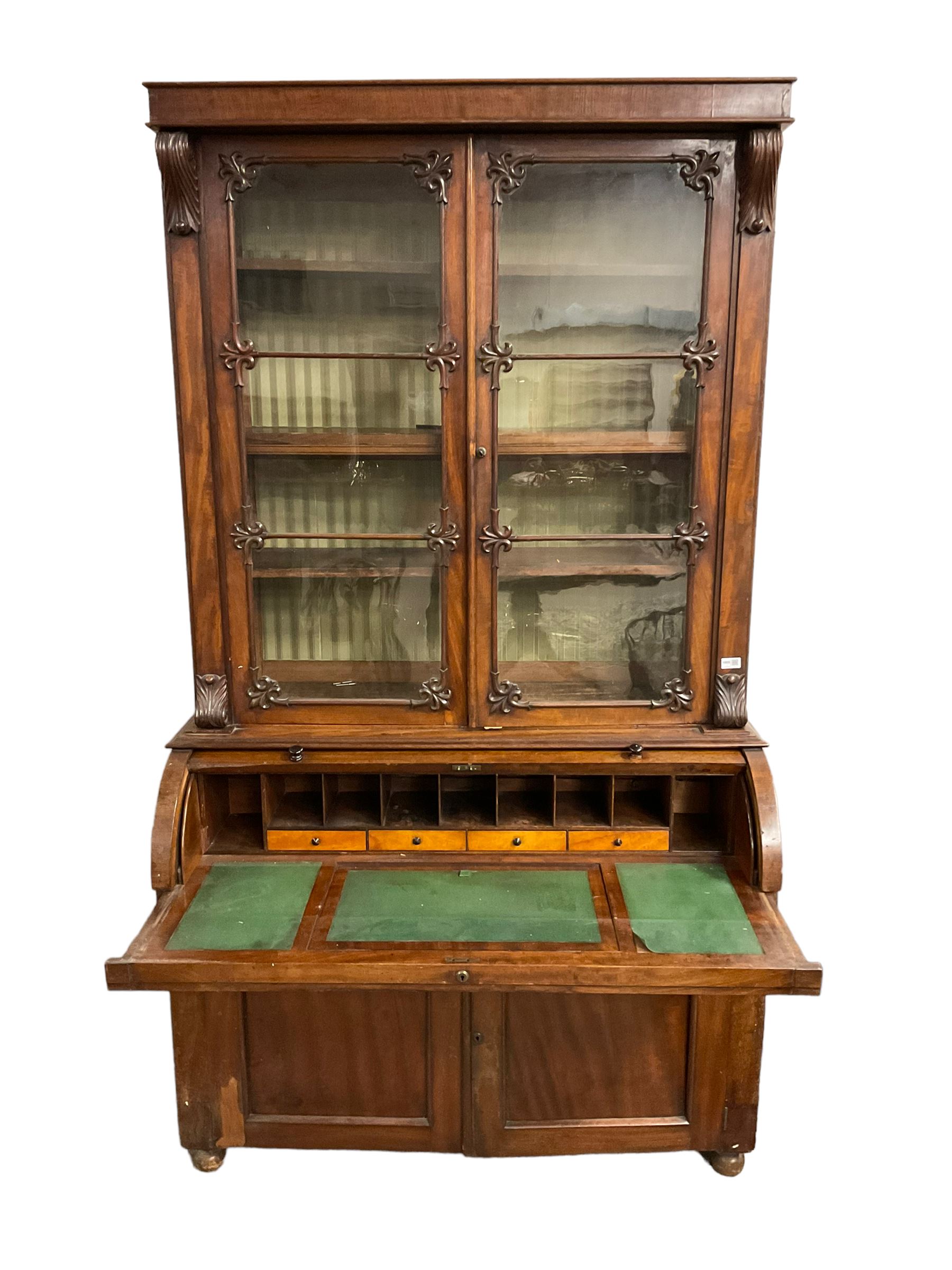Mid-19th century mahogany secretaire bookcase - Image 8 of 8