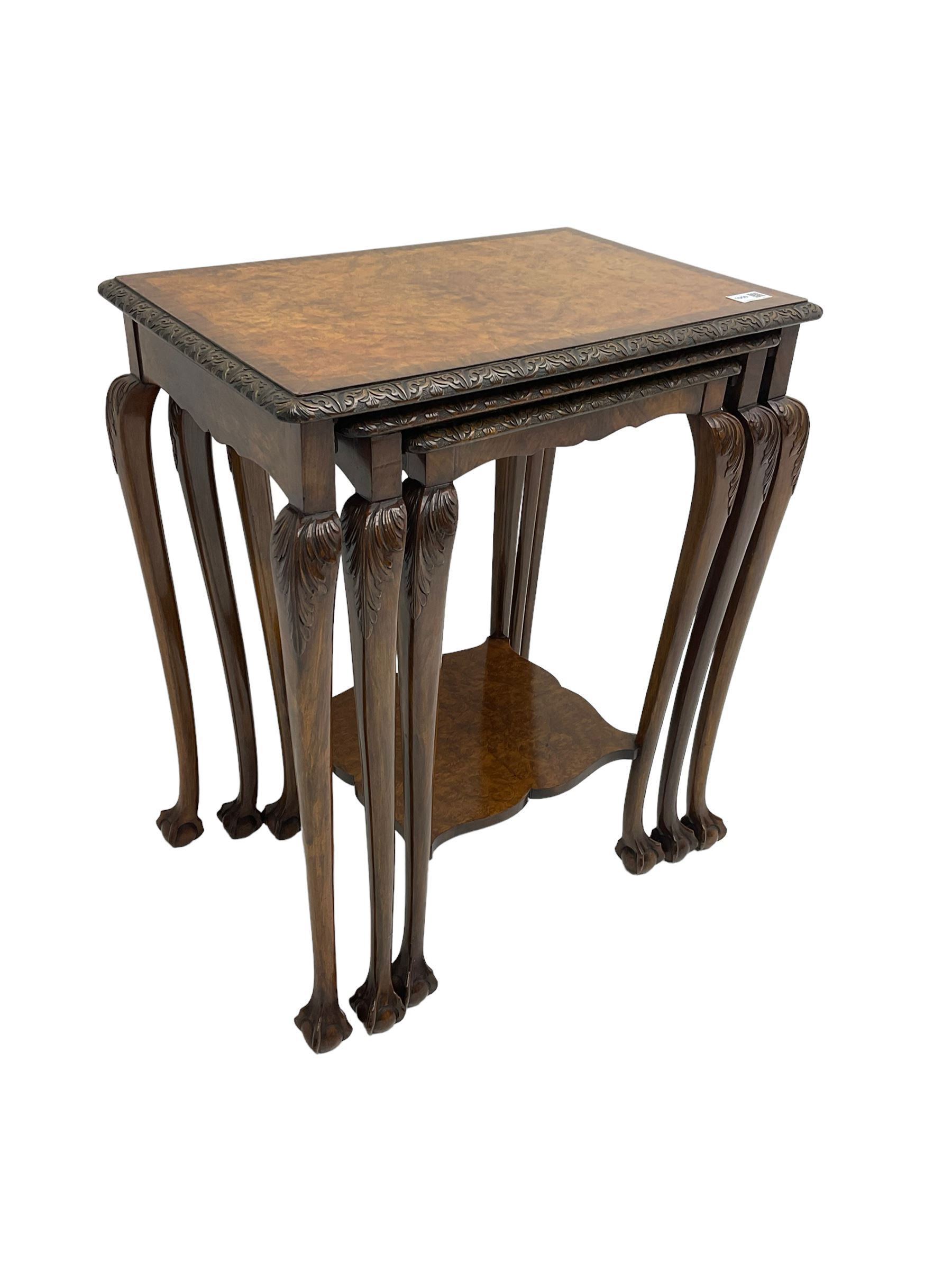 Mid-20th century figured walnut nest of three tables - Image 4 of 6