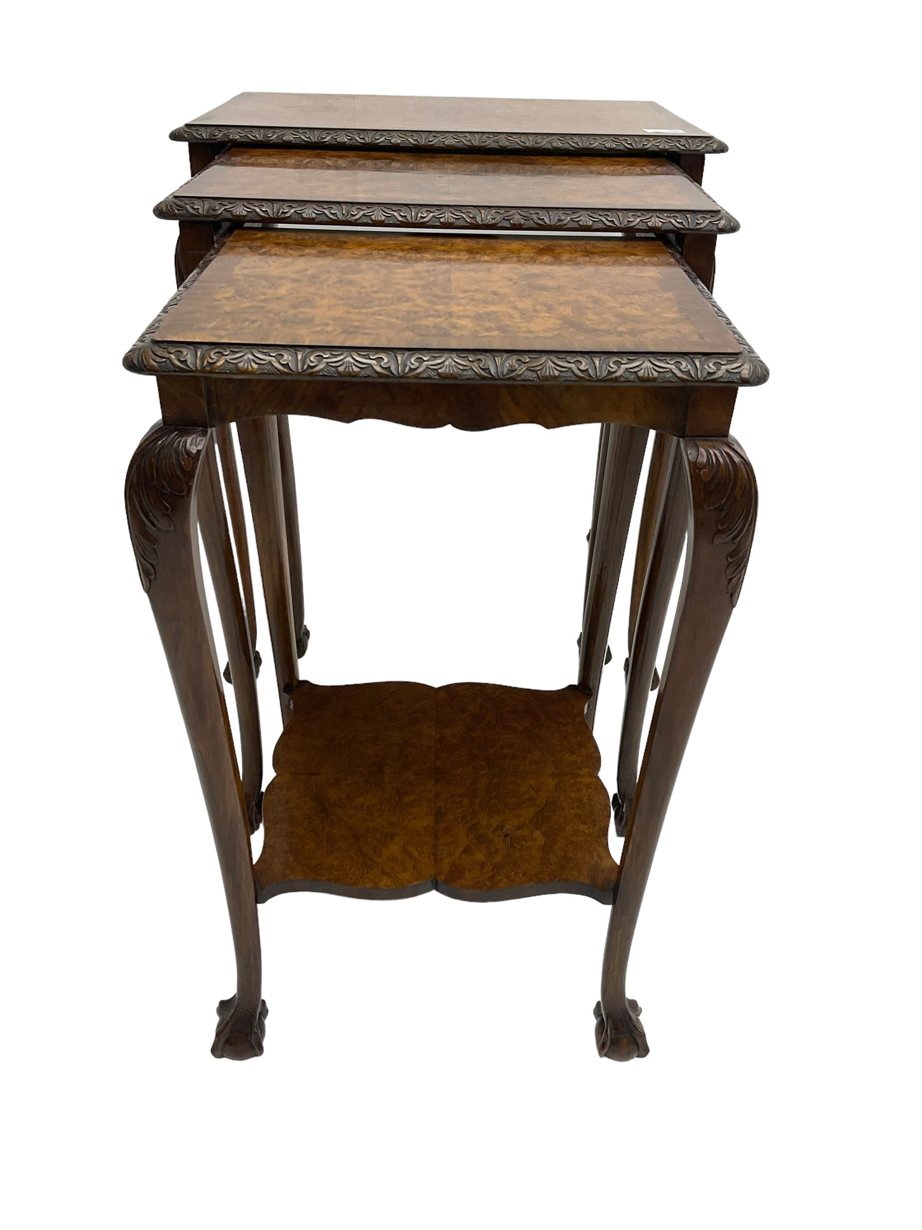 Mid-20th century figured walnut nest of three tables - Image 6 of 6