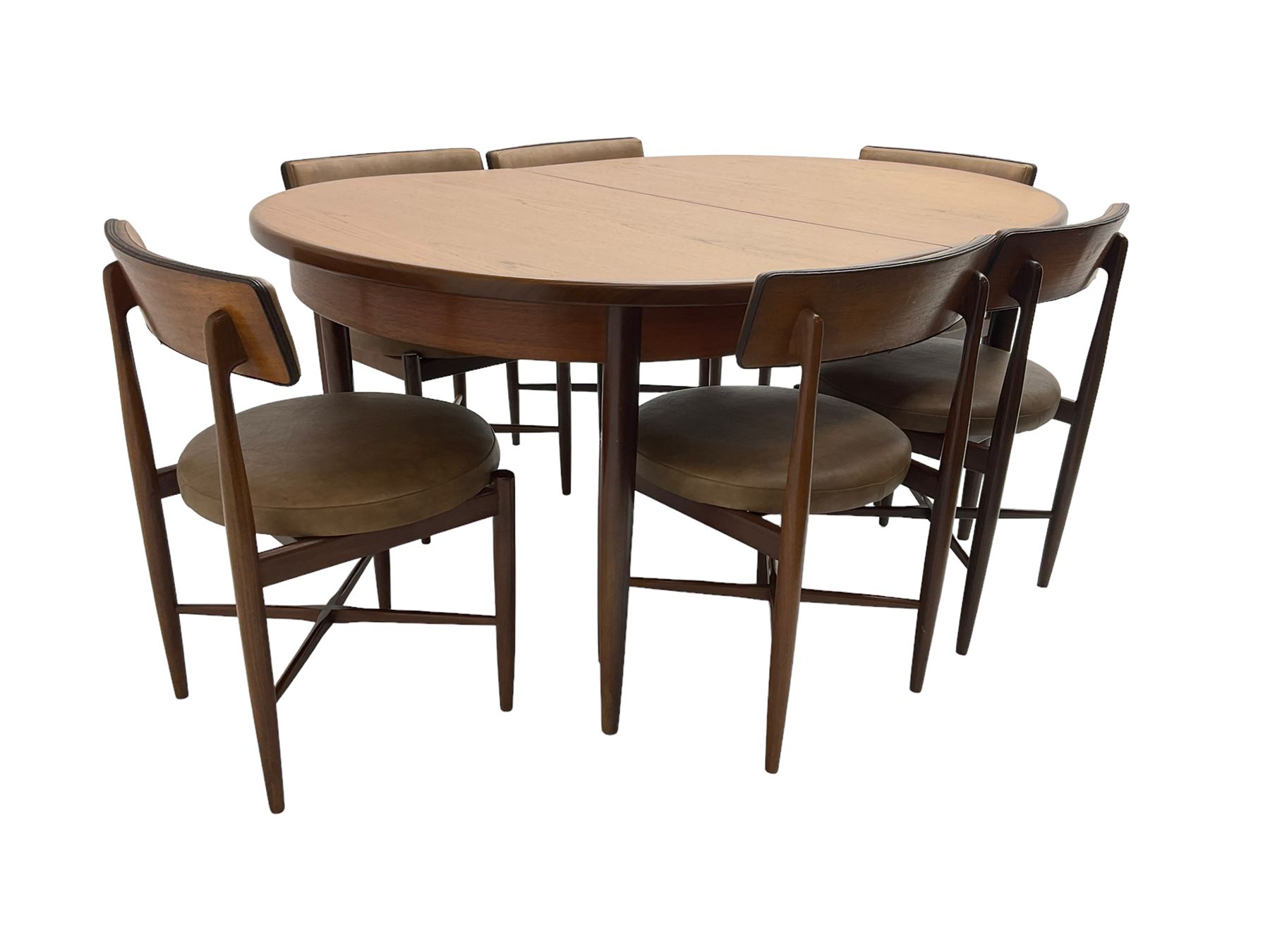 G-Plan - mid-20th century oval teak extending dining table and set six dining chairs - Image 5 of 6