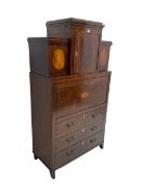 19th century inlaid mahogany architectural secretaire a abattant