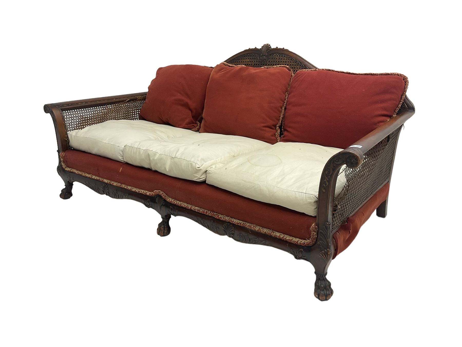 Early 20th century bergere three seat settee - Image 3 of 11