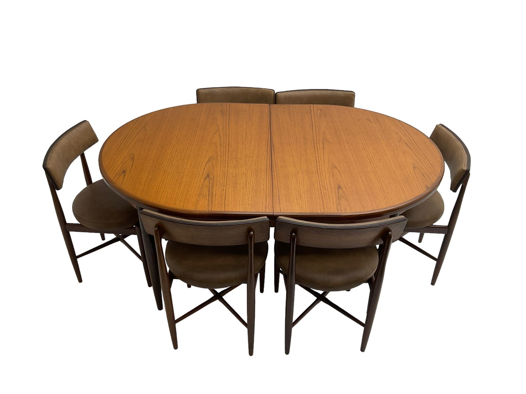 G-Plan - mid-20th century oval teak extending dining table and set six dining chairs - Image 4 of 6