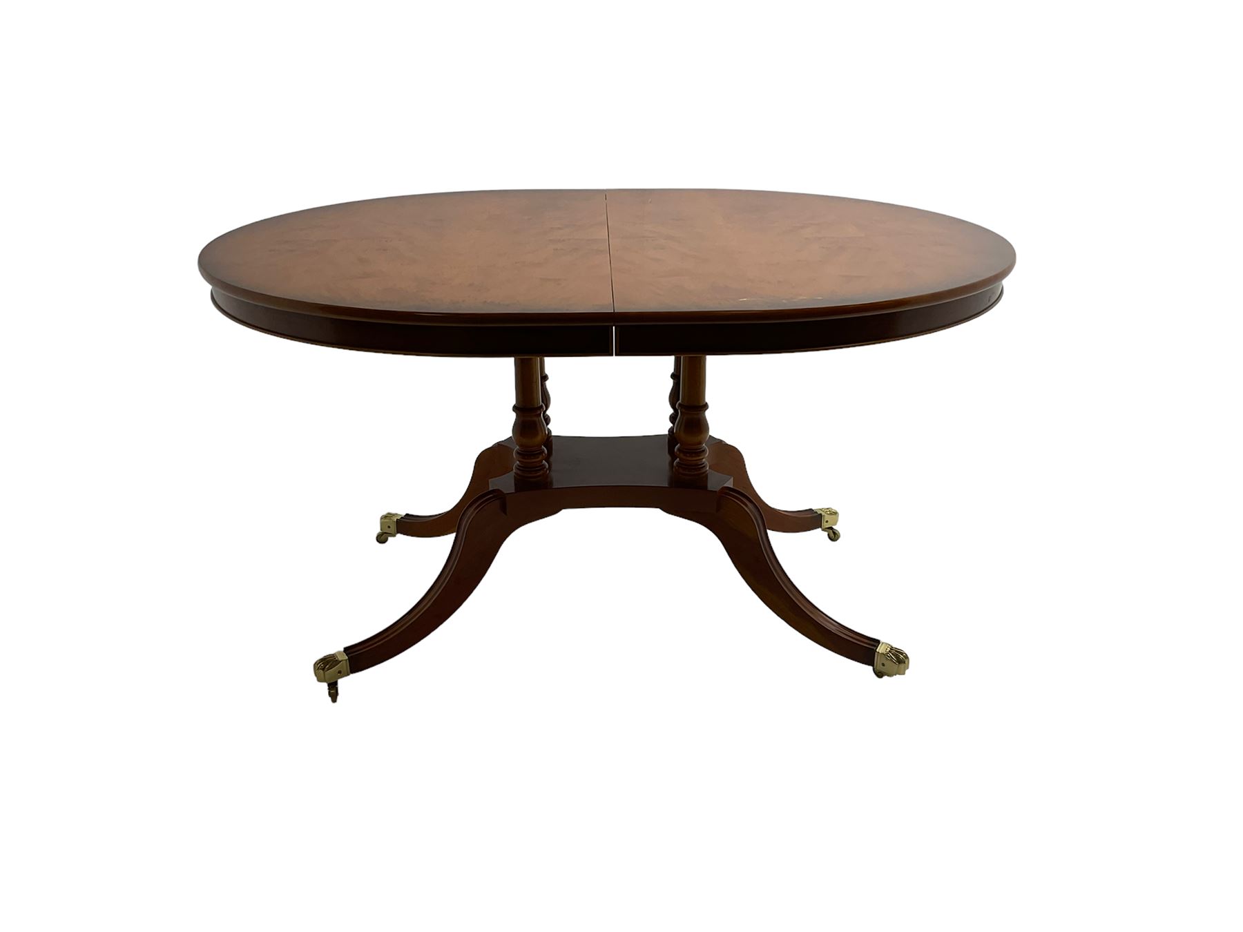 Georgian design yew wood twin pedestal dining table - Image 4 of 9