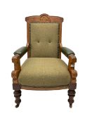 Late 19th century walnut framed armchair