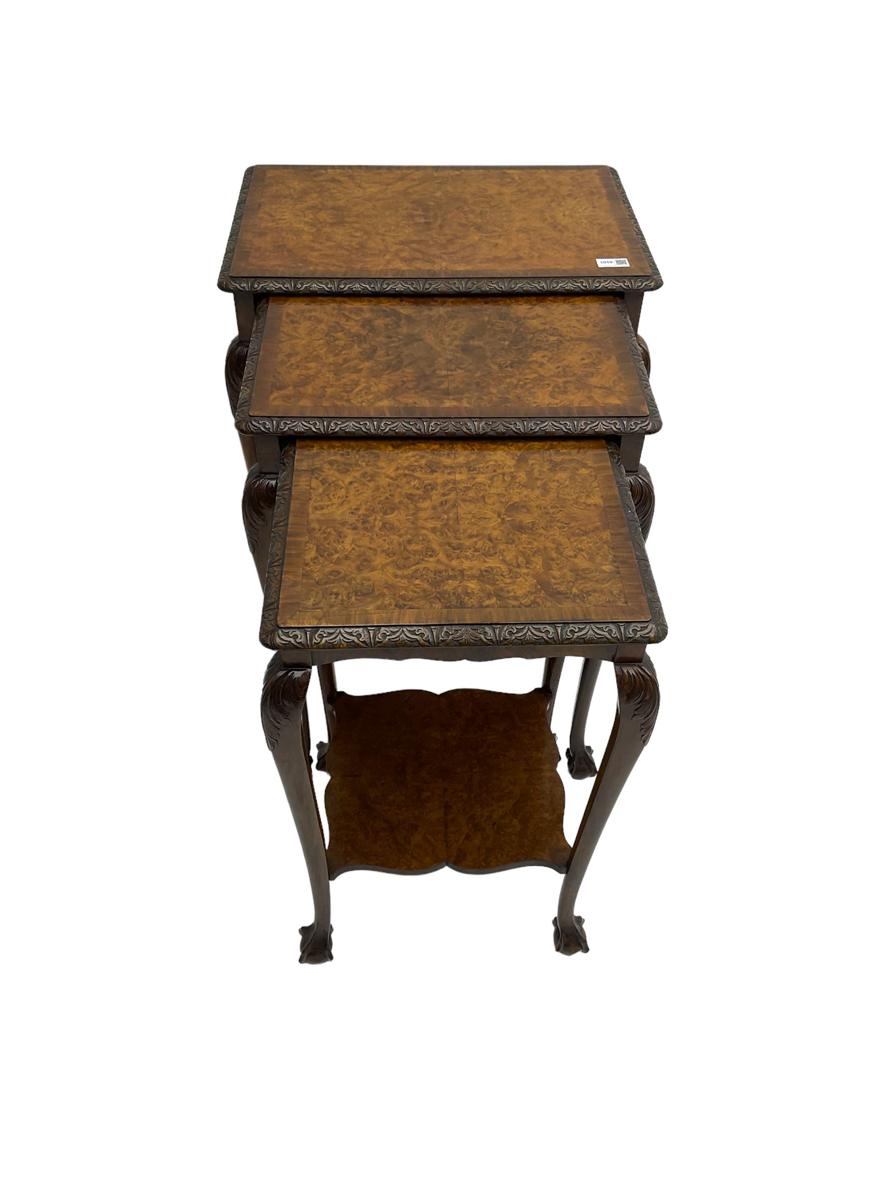 Mid-20th century figured walnut nest of three tables - Image 5 of 6