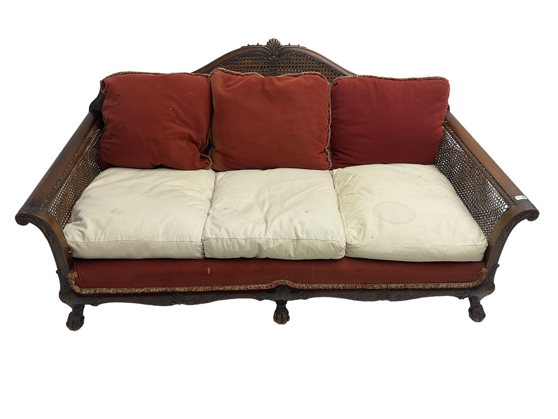 Early 20th century bergere three seat settee - Image 2 of 11