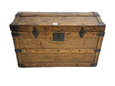 Late 19th to early 20th century oak framed travelling trunk
