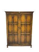 Early to mid-20th century oak double wardrobe