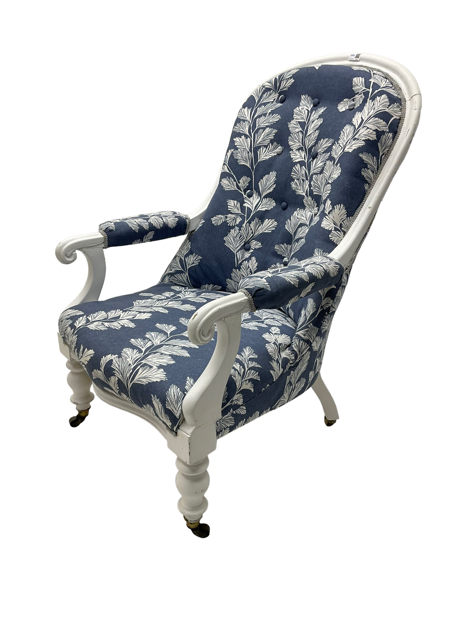 Late 19th century white painted armchair - Image 2 of 6