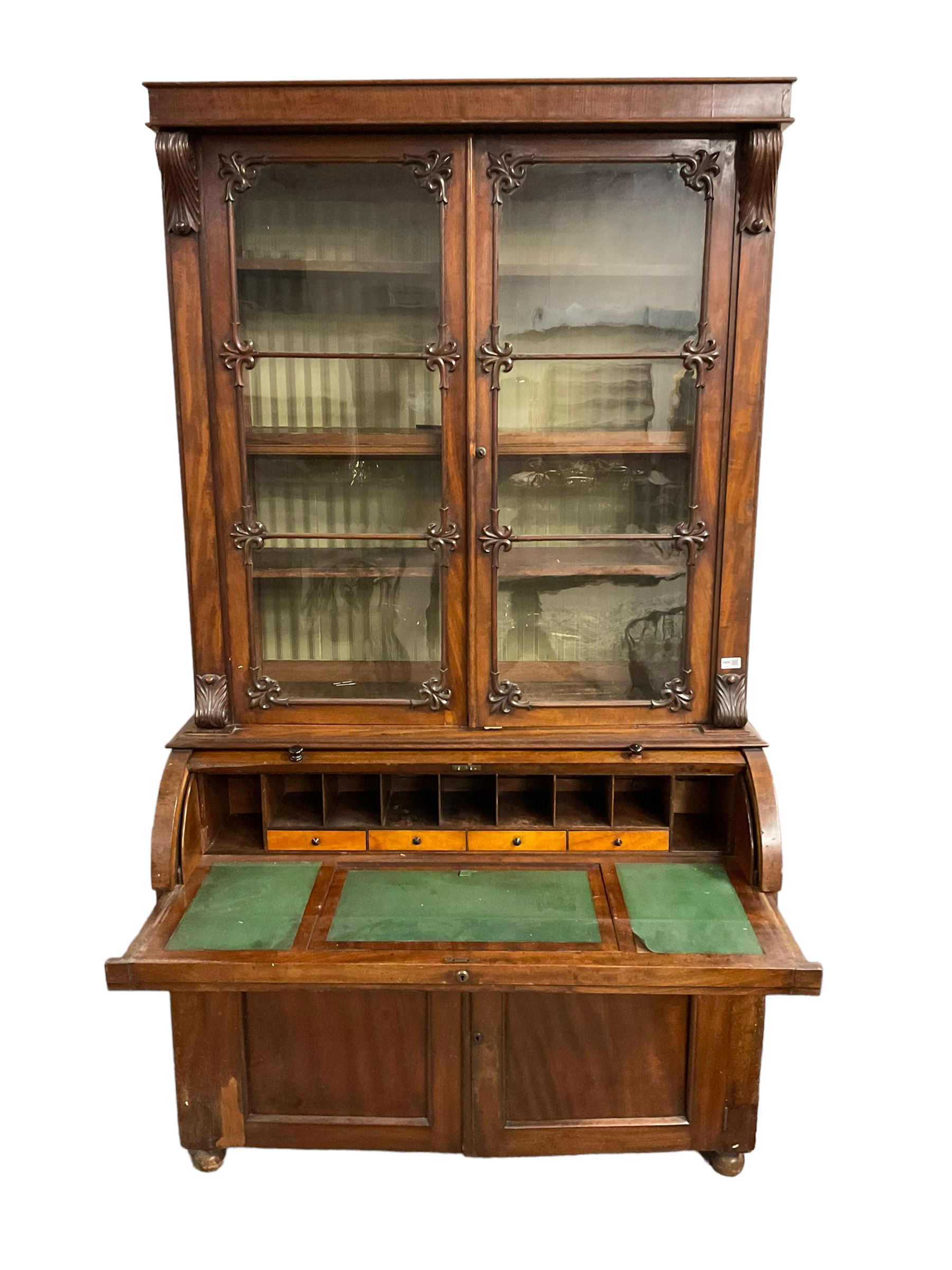 Mid-19th century mahogany secretaire bookcase - Image 4 of 8