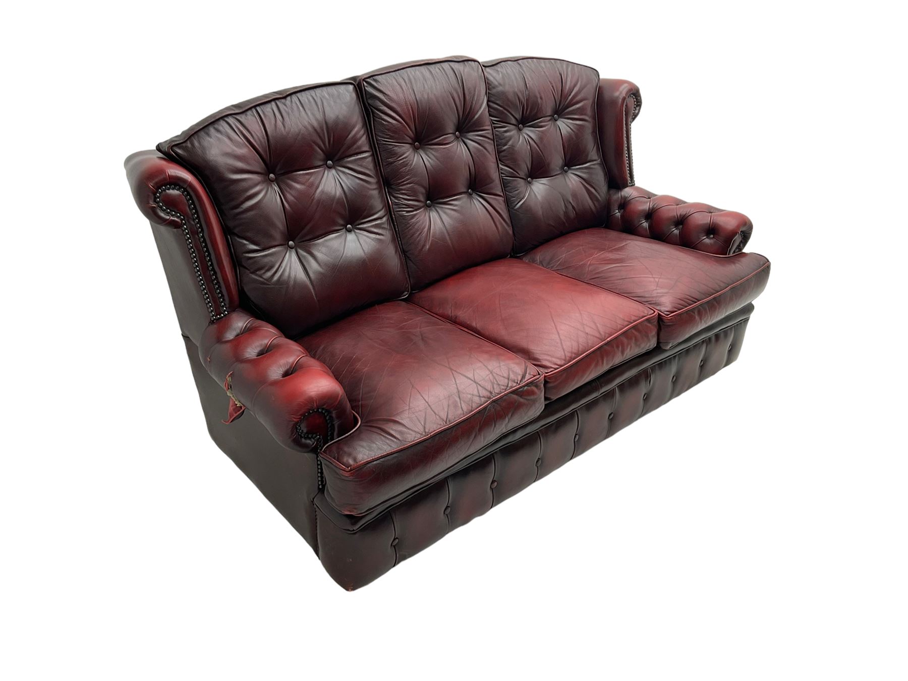 Mid-20th century three seat wing back sofa - Image 13 of 14