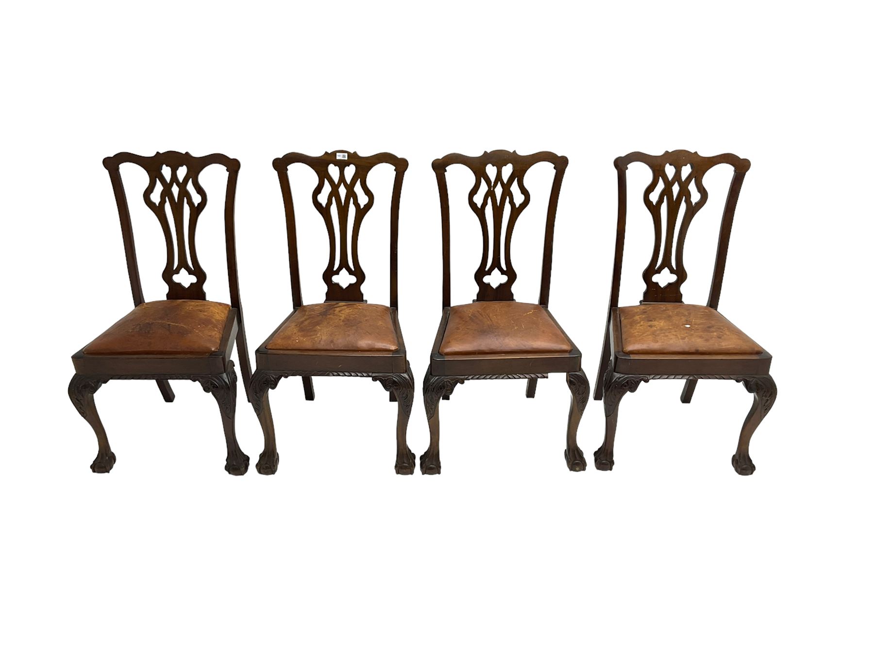 Set four George III Chippendale-style mahogany dining chairs - Image 2 of 7