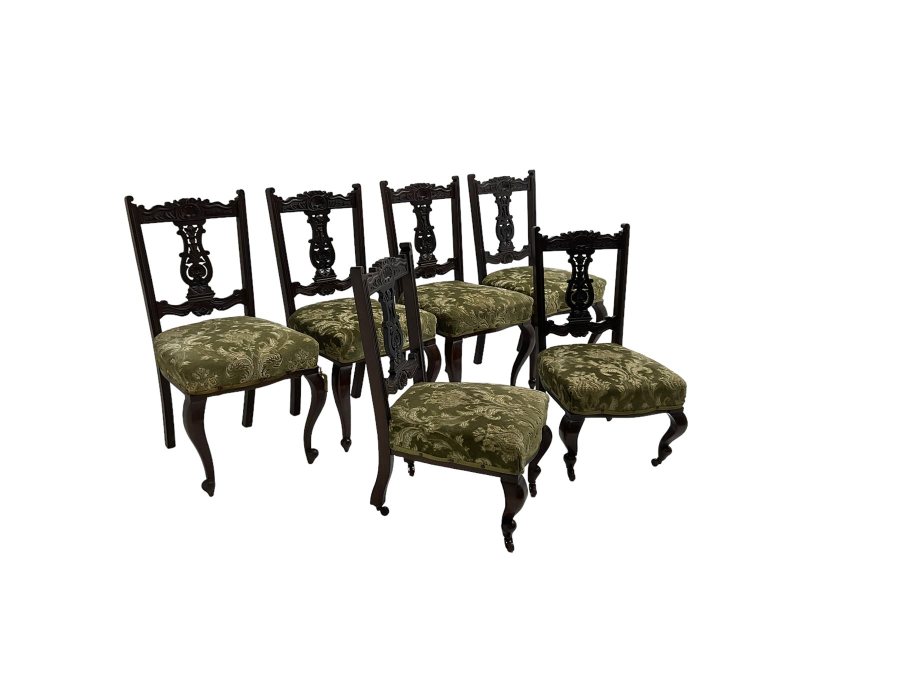 Set six (4+2) late 19th century mahogany dining chairs - Image 4 of 7