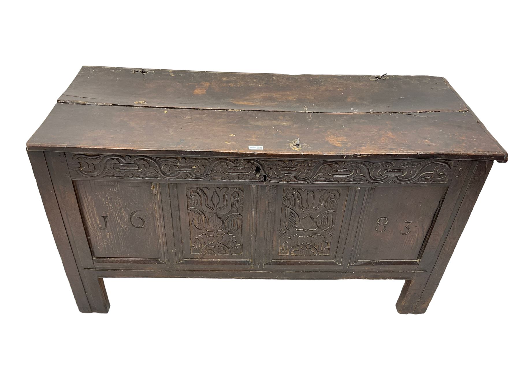 18th century and later oak coffer or chest - Image 6 of 8