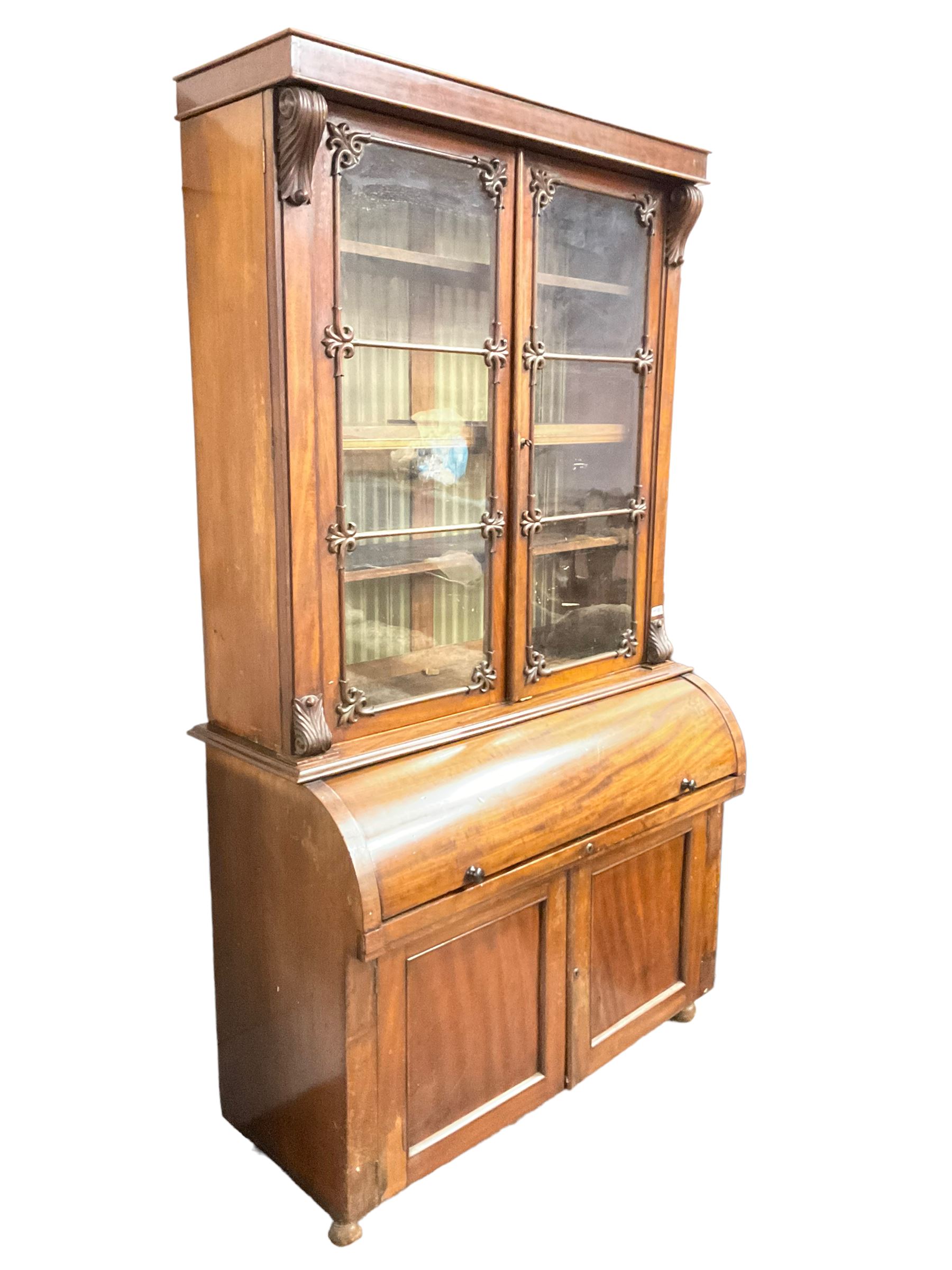 Mid-19th century mahogany secretaire bookcase - Image 6 of 8