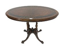 Late 19th century oval walnut tilt-top loo table