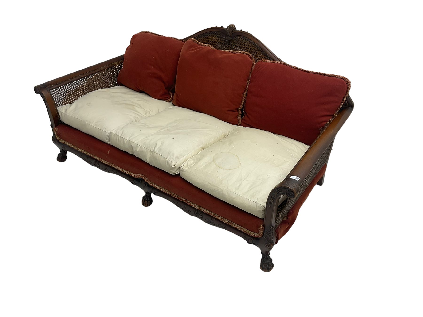 Early 20th century bergere three seat settee - Image 7 of 11