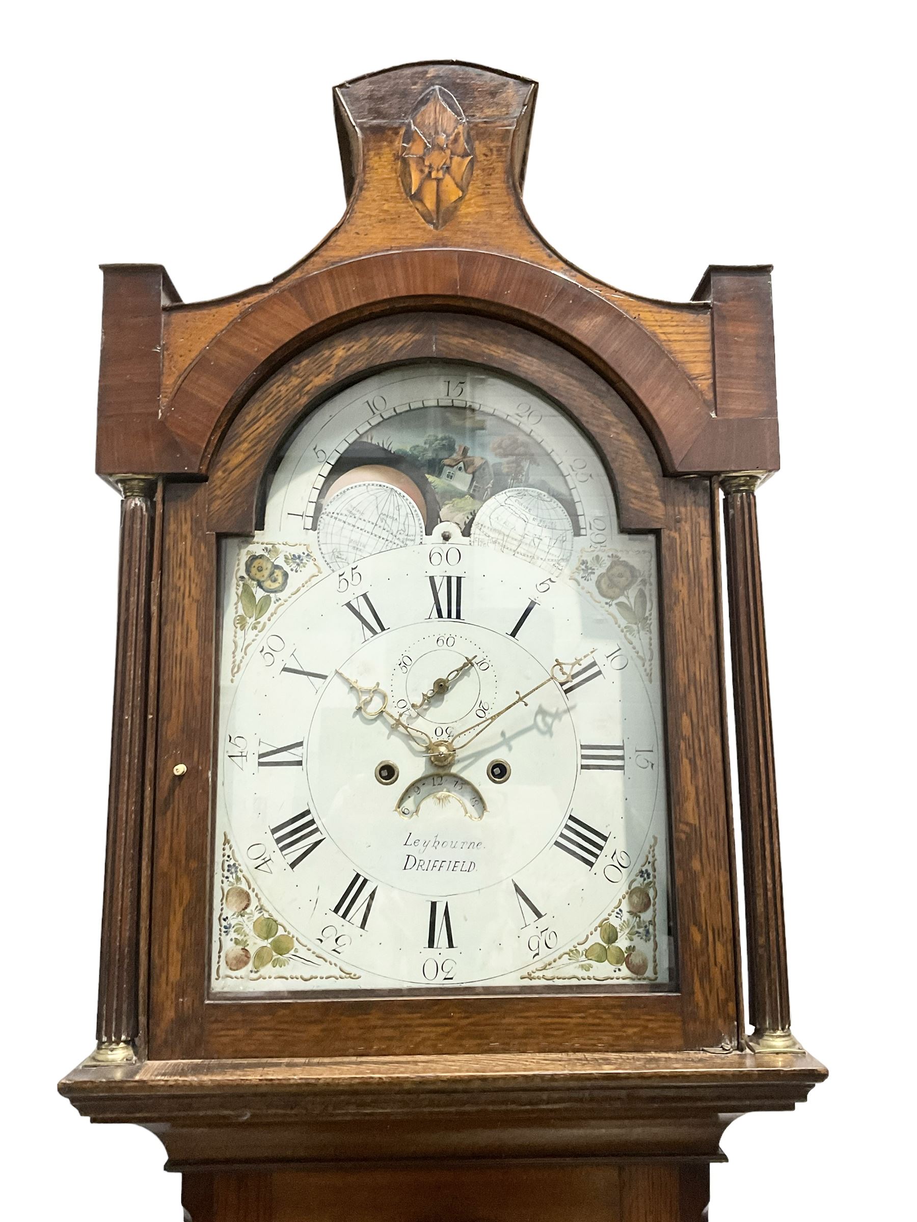 Leyburn of Driffield - late 18th century 8-day oak and mahogany longcase clock - Image 5 of 5