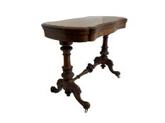 Late 19th century figured walnut card table