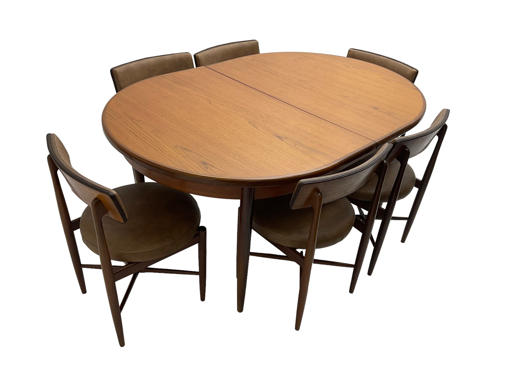 G-Plan - mid-20th century oval teak extending dining table and set six dining chairs - Image 6 of 6