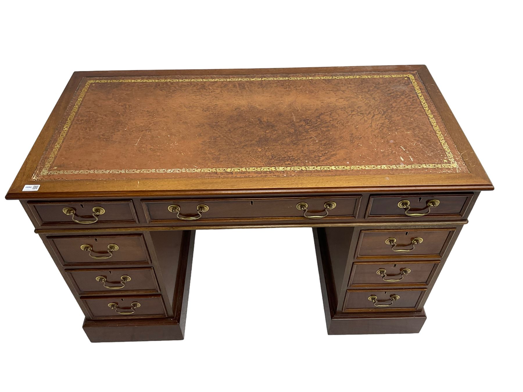 Georgian design mahogany twin pedestal desk - Image 2 of 6