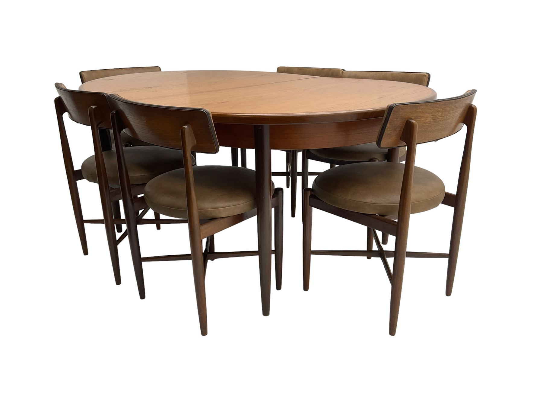 G-Plan - mid-20th century oval teak extending dining table and set six dining chairs - Image 2 of 6