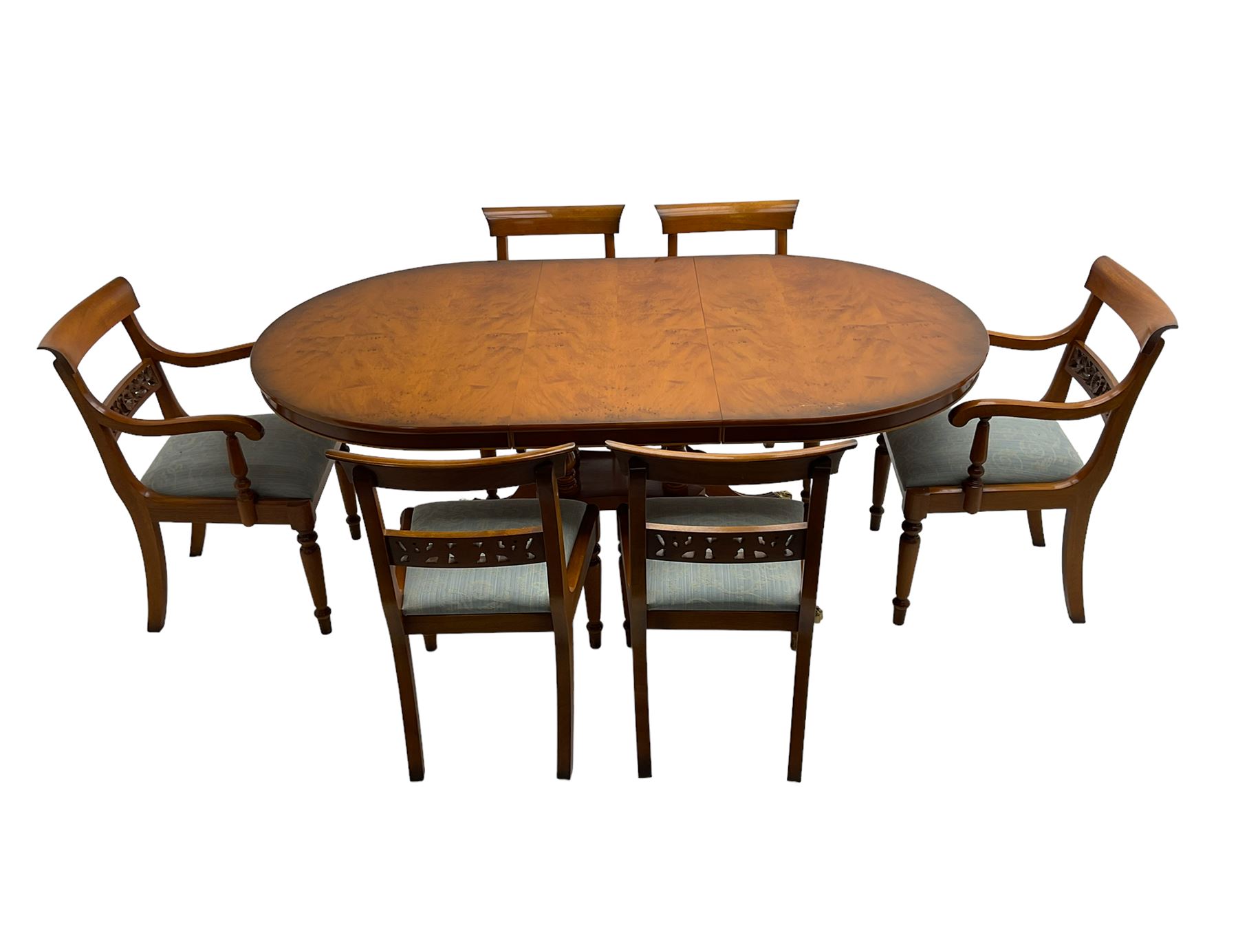 Georgian design yew wood twin pedestal dining table - Image 2 of 9