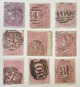 Nine Great Britain Queen Victoria 1855-57 four pence stamps