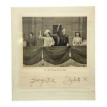 King George VI and Queen Elizabeth - the photograph and signatures only from a 1945 Christmas card d