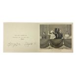 King George VI and Queen Elizabeth - signed 1945 Christmas card with gilt embossed crown to cover